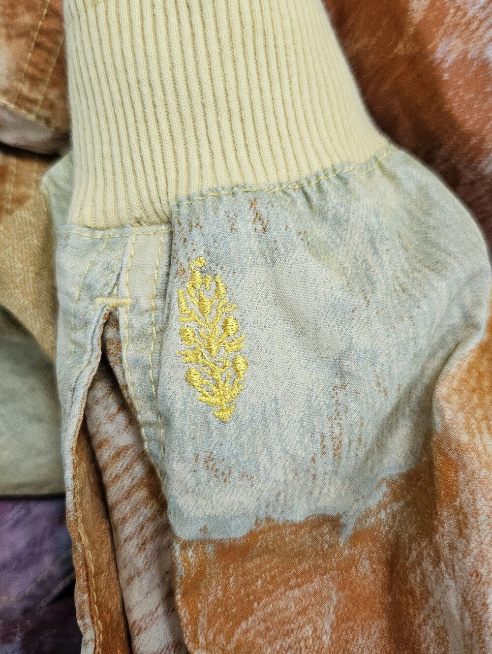 FP Movement Mesmerize Me Pants Womens M Yellow Orange Pink Gorpcore Hippie - Picture 5 of 11